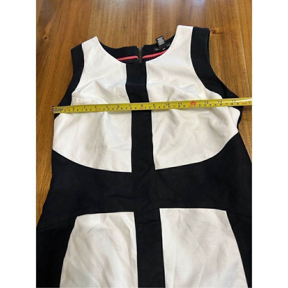 Willi Smith Black/White Color Blocked Sleeveless Shift Dress Size 8 - Picture 6 of 7
